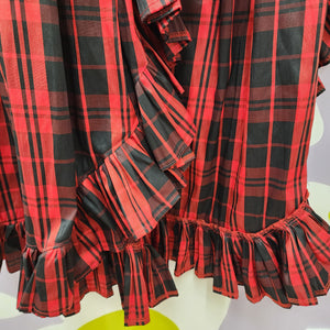 Tartan Skirt - Rose & Frill Detailing (size 8-10)